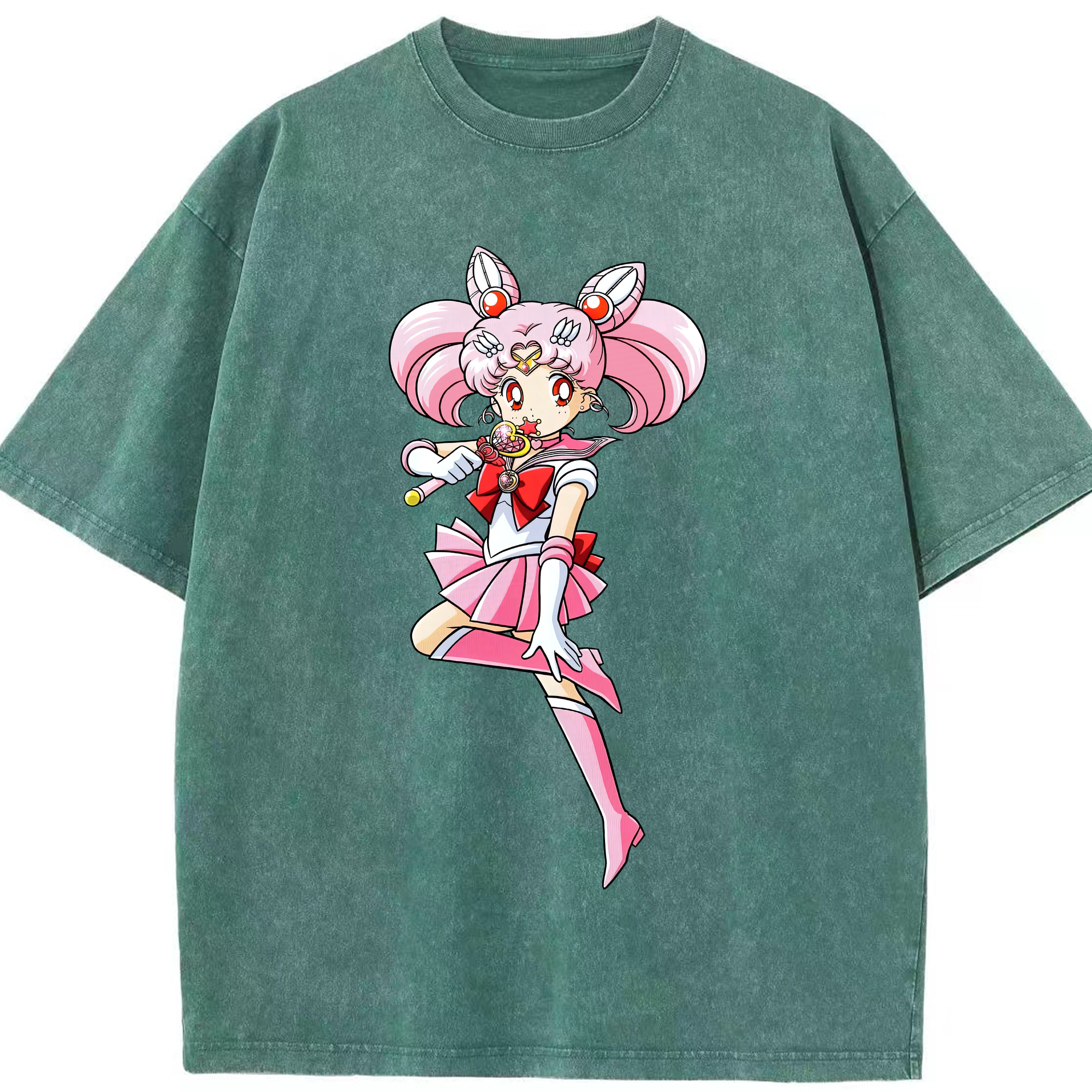 （画像用） 美少女戦士セーラームーン ちびうさ Sailor Moon Chibiusa Tsukino Usagi Small Lady Serenity 綿100% ヴィンテージ風 半袖Tシャツ（フロントプリント）